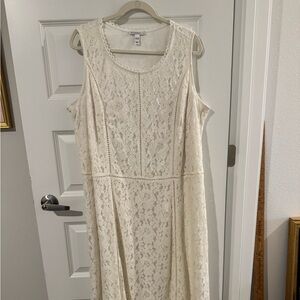Isaac Mizrahi Cream Lace Midi Dress